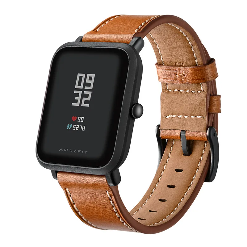 Кожаный ремешок для Xiaomi Huami Amazfit ремешок Bip спортивные умные часы с металлической пряжкой AMAZFIT GTS/GTR 42 мм браслет ремень