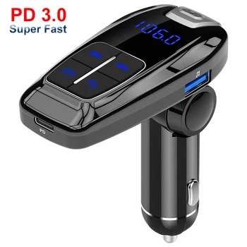 

New FM Transmitter Safe PD 3.0 Super Fast Car Charger For USB Device Bluetooth 5.0 FM Modulator Handsfree Music Player Adapter