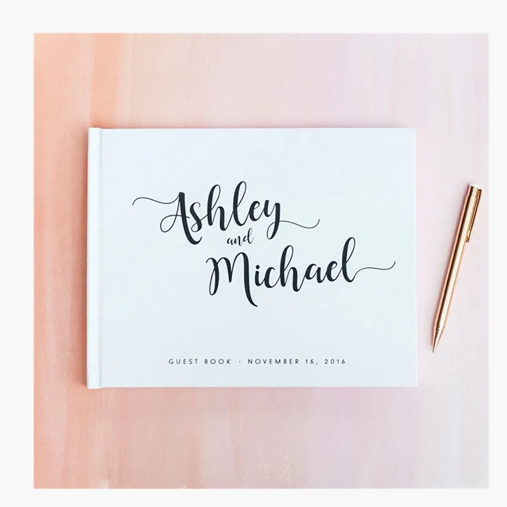 Personalized names and date Wedding Guestbook Horizontal bridal shower Book Rustic Engagement Shower Guest | Дом и сад