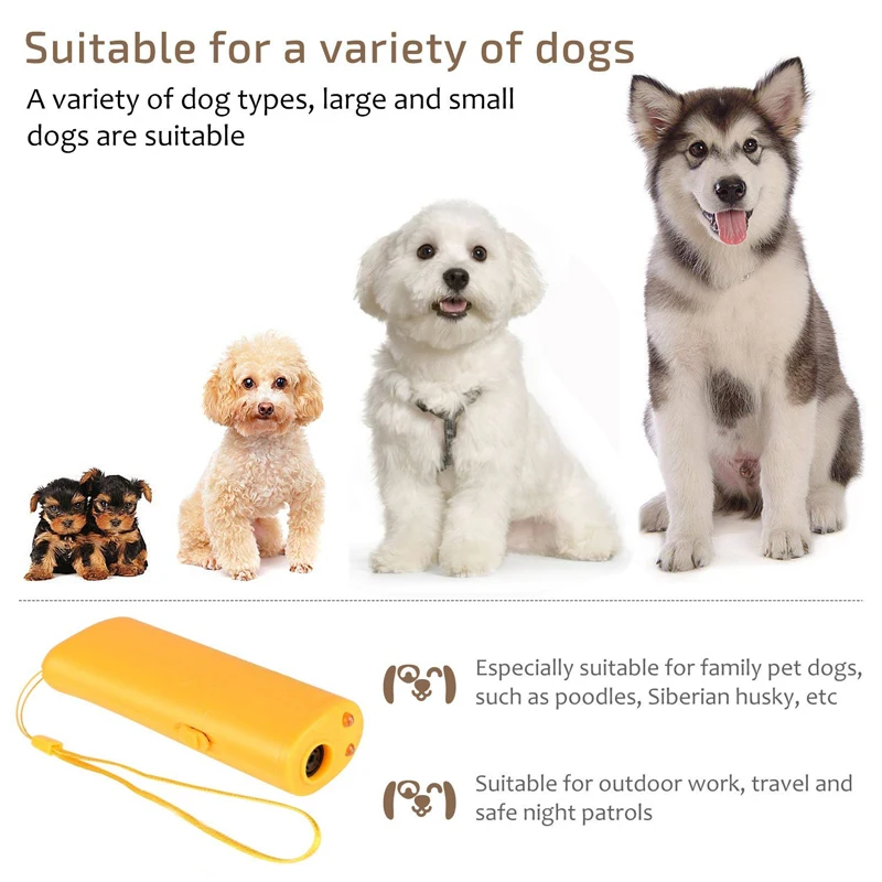 Pet Dog Repeller Anti Barking Stop Bark Training Device Trainer LED Ultrasonic 3 in 1 Anti Barking Ultrasonic Without Battery-4