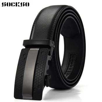

2019 Brand Automatic buckle Fashion Men leather belt Business Gentleman Leather Waistband Design Western Strap Belt PK3000