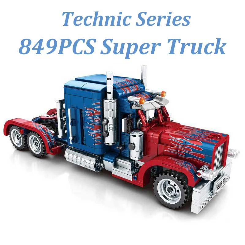 

701803 Peterbilt389 Heavy Container Trucks model building blocks set Compatible legoinglys lorry model city technic Blocks gift