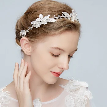 

NPASON Hand Wedding Hair Accessories Boho Delicate Crystal Rhinestone Enamel Leaf Clusters Lush Bridal Hair Vine Wedding Wreath