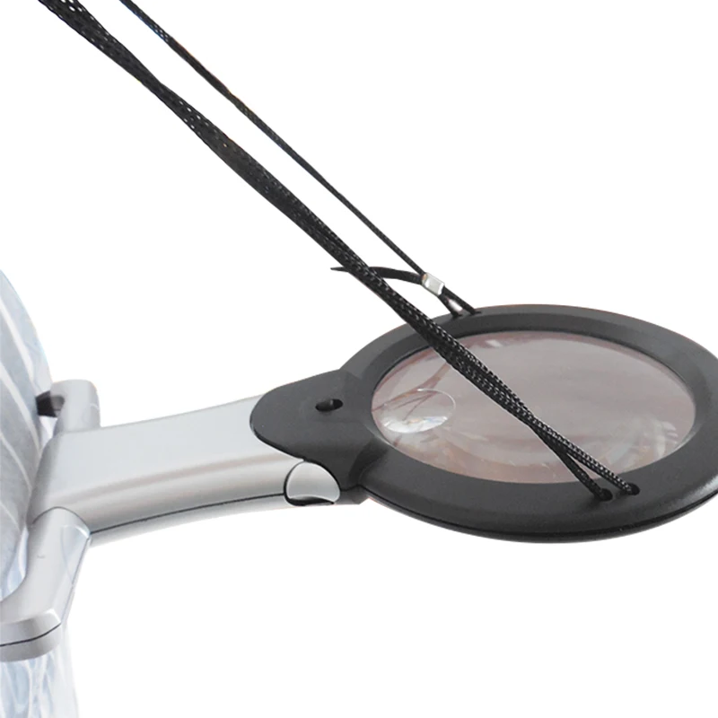 2 LED Hands Free Loupe Lighted Magnifying Glass Neck Hanging/Desktop Style  Tool for Seniors Sewing