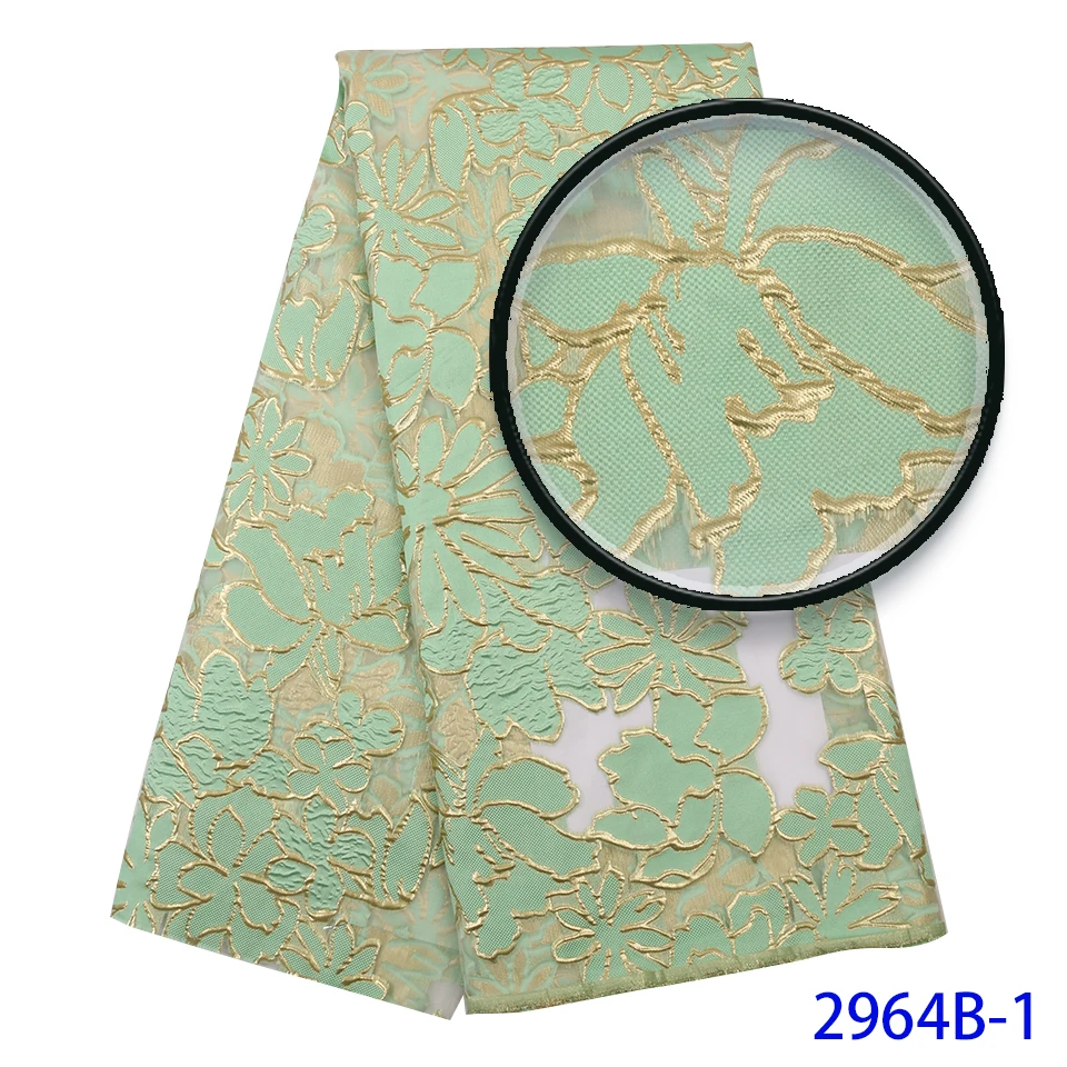 Высококачественная парча жаккардовая ткань парча Кружева Зеленый Африканский Ткань Жаккард кружева ткани для нигерийская Свадьба XZ2964B