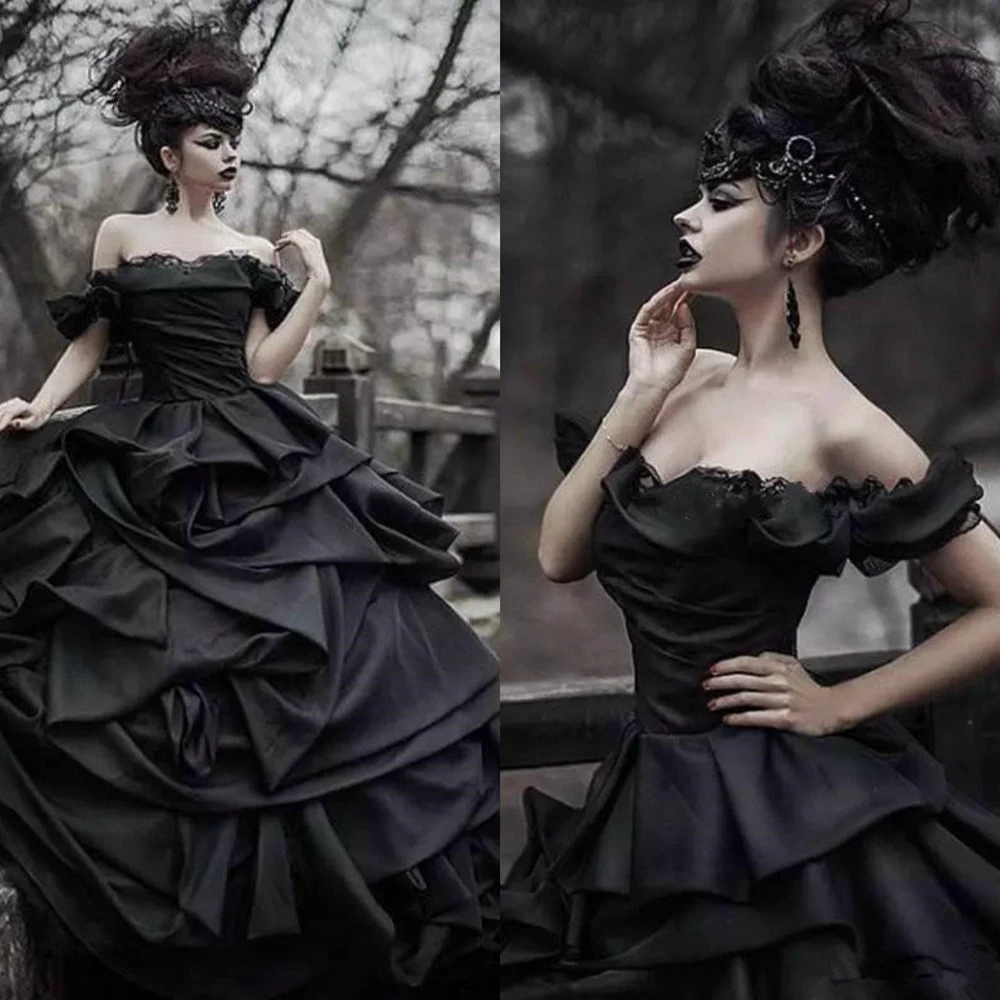 off-shoulder-black-gothic-wedding-dresses-2017-pick-up-satin-tiered-pleat-lace-victorian-bridal-gowns-plus-size-corset-back-custom-made