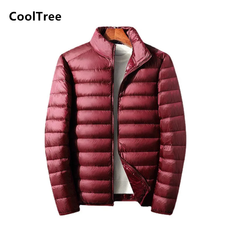 Мужской тонкий пуховик CoolTree осенне-зимняя легкая куртка на белом утином пуху с