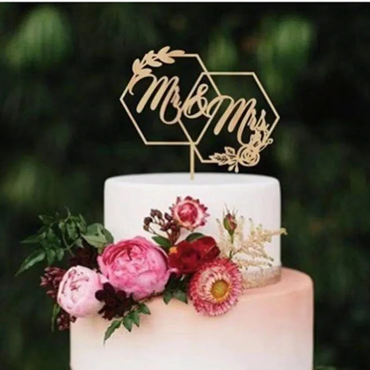 Happy Birthday Acrylic Cake Topper Flower Mr&MrsAlwaysWedding Acrylic Cake Topper