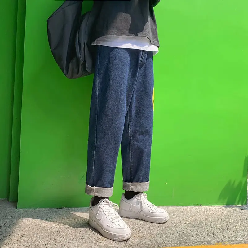 ICCLEK Straight-leg Jeans Men's Autumn/winter 2021 New Jeans Casual Pants Hip Hop Pants  Bell Bottom Jeans  Distressed Jeans