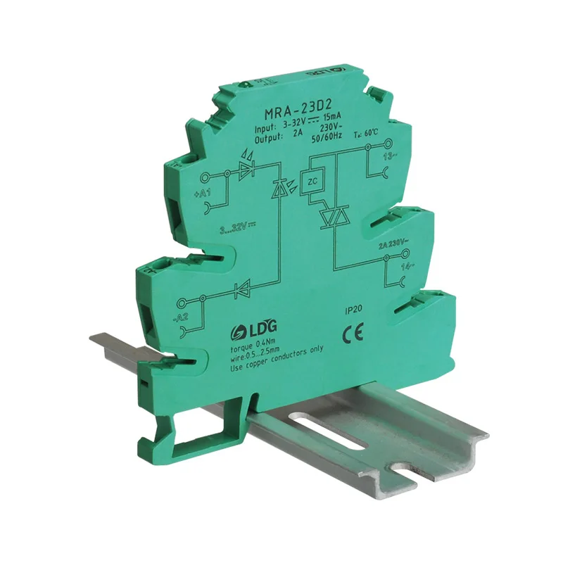 

MRA-23D2 din rail New Mini 6.2mm 2A Input: 3V 5V 12V 24V DC AC SSR Solid State Relay Auto Interface DIN Rail Switch Relay Module