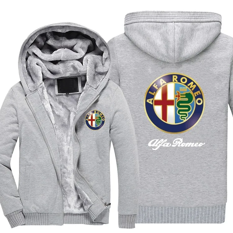 Зимняя утолщенная Толстовка Juventus, мужская куртка с капюшоном на молнии, брендовый мужской спортивный костюм, толстовка, одноцветная плотная теплая толстовка больших размеров - Цвет: Серый