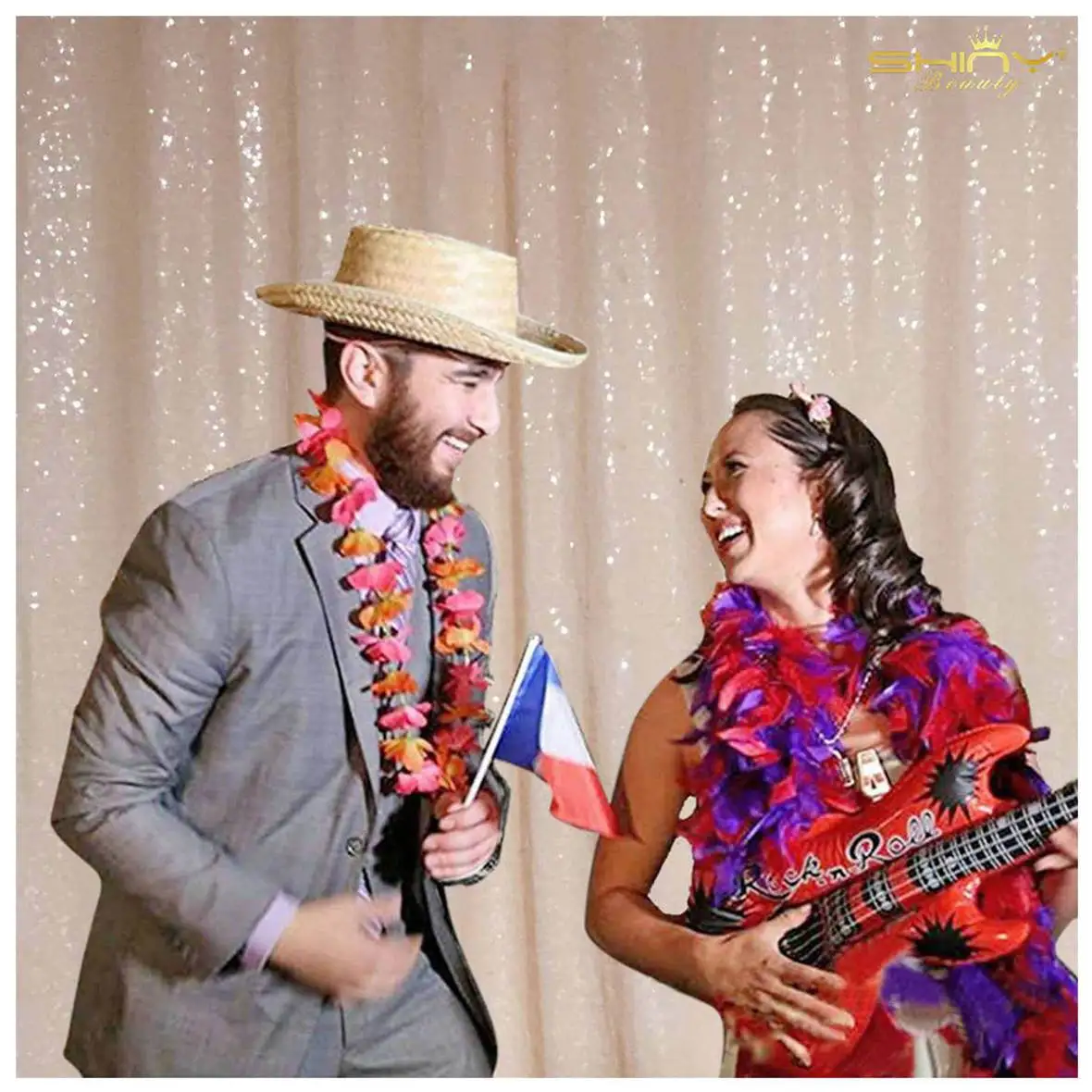 

Shinybauty 2FTX8FT 2 Panels Wedding Backdrop Peach Photo Booth Backdrop Sequin Curtains Wall Decoration For Girls-M190820