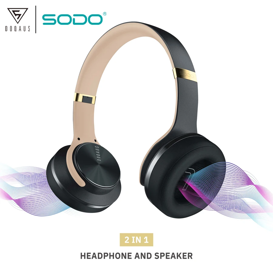 

SODO V5 EQ Mode NFC Wireless Headphone and Speaker 2 In1 Twist Out Bluetooth 5.0 Loudspeaker and Headset with Microphone