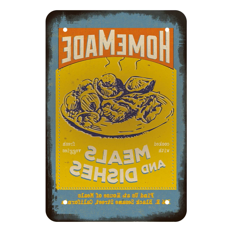 Винтажные металлические ретро-знаки табличка для кафе снэк-бар дом Бурж пиццы Живопись стены украшения билборда Старый плакат - Цвет: 143-14