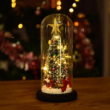 

Christmas Night Light Decorative Light Desktop Christmas Tree Glass Dome Display Ornament Bedroom LED Xmas Tree Gift for Family