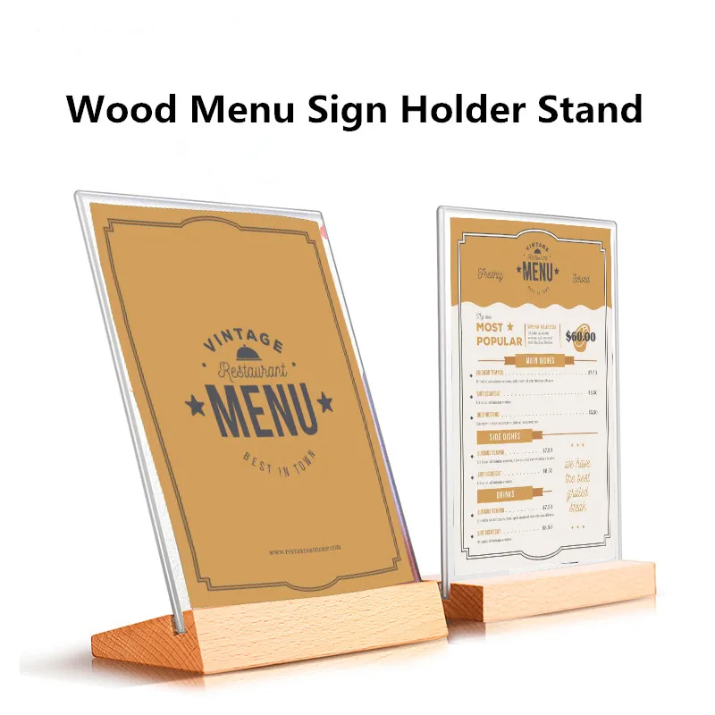 A6 Table Top Acrylic Sign Holder Display Stand Double Sided, Bottom Load, Portrait Style Menu Paper Ad Photo Picture Frame