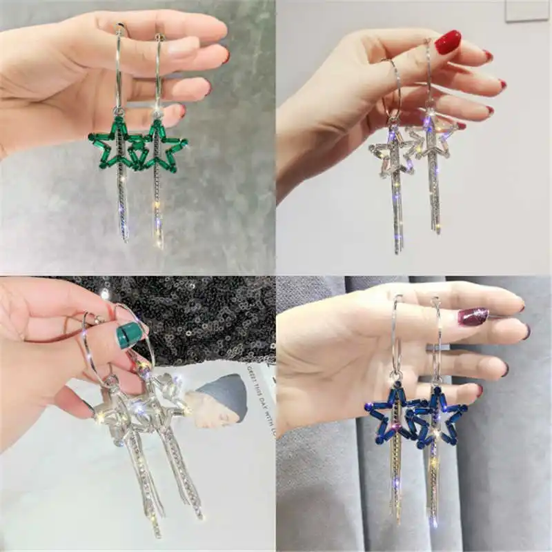 

For Jewelry Shipping Women Drop Silver Green Blue Rose Gold Color Earrings Gorgeous Free Pair/set Earrings A