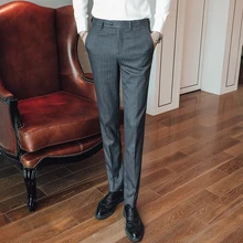 Модные мужские деловые повседневные брюки высокого качества клетчатый костюм брюки мужские свадебные банкетные платья Брюки Размер 29 30 31 33 34 36 38 40