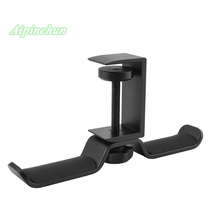 Aluminium Alloy Headphone Holder Headset Bracket Hanger Metal Wall Clamp Hook Rotatable Double Earphone Stand Desktop Mount