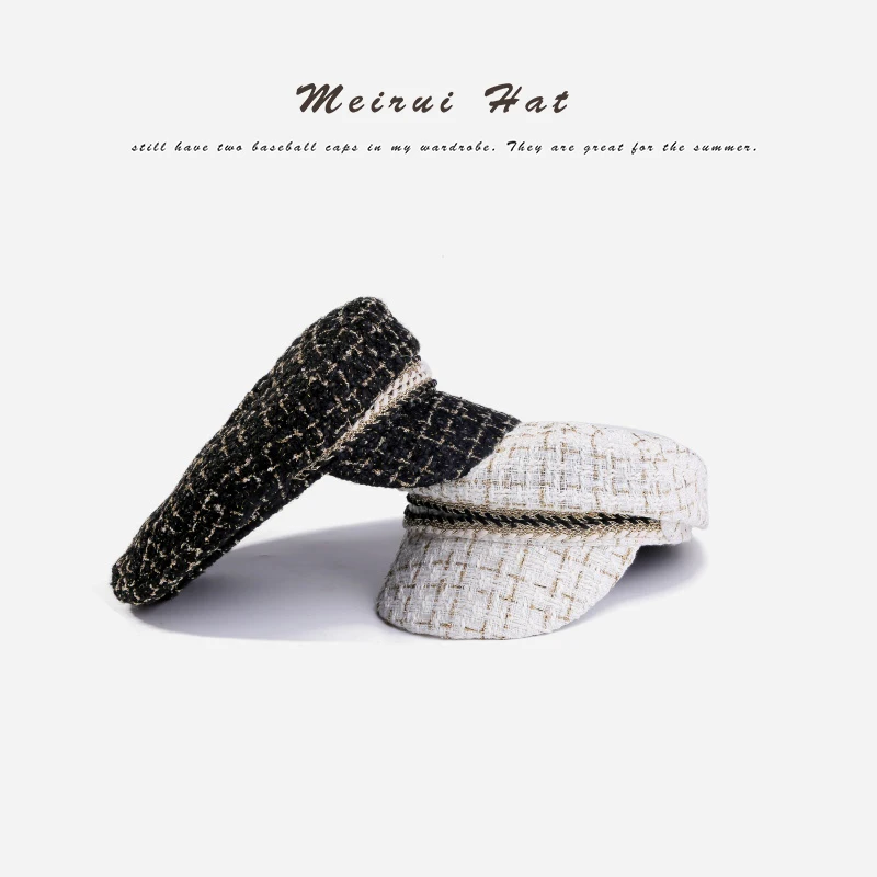 

Fashion unisex military hat corduroy cotton Material Autumn man and woman sailor cap Flat top travel captain cap British style