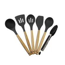 Набор кухонной посуды, набор кухонных инструментов из 6 шт., деревянная ручка, ложка, лопатка, жаростойкая посуда для выпечки, аксессуары, принадлежности