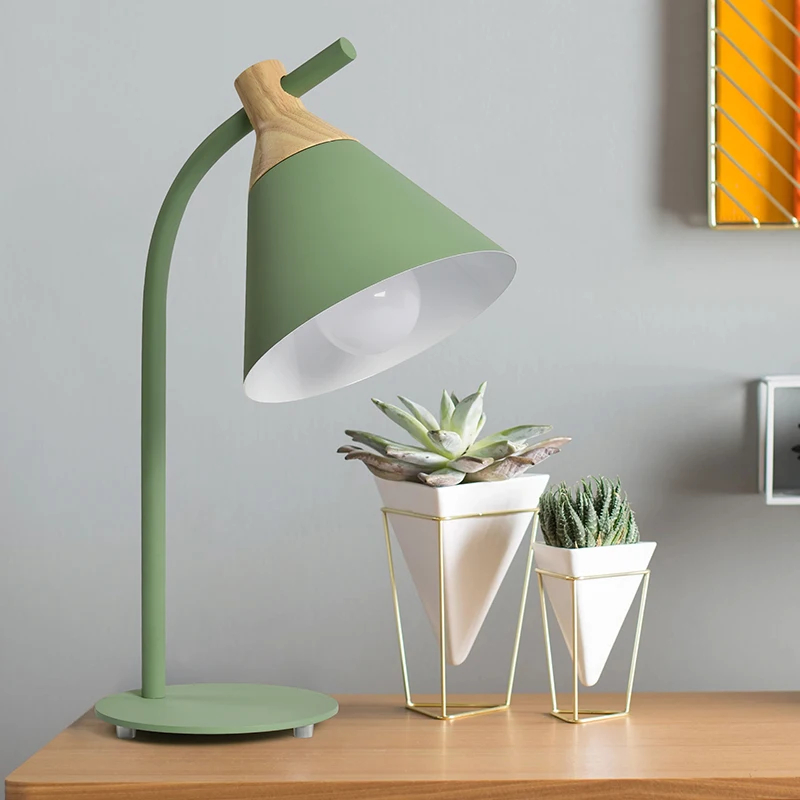 

Nordic Macaron Iron Art, Wood Art Modern Simple Living Room, Study, Bedroom, Hotel Lamps