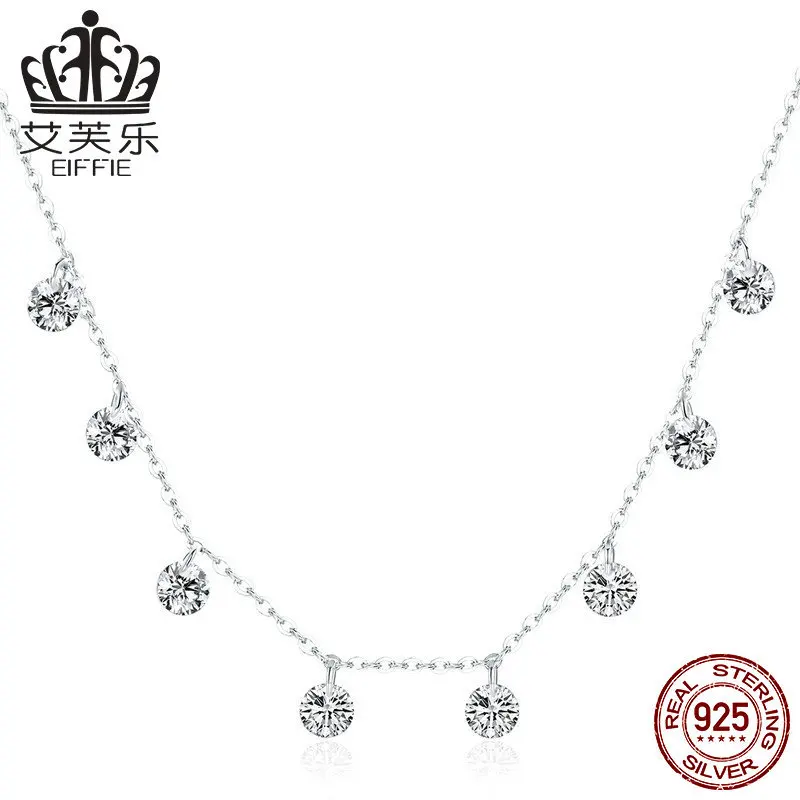 

Her Pet Music New Products Origional S925 Sterling Silver Necklace White Gold Plated with Diamond Simple Generous Accessories Sc