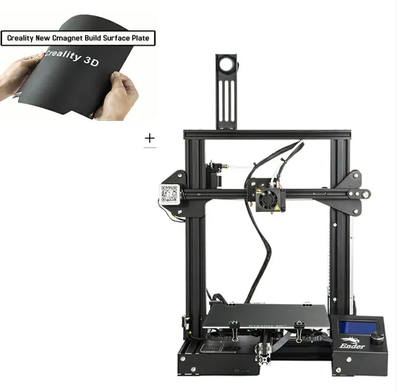 Ender-3 3D принтер DIY набор большой размер печати Prusa принтер 3D Ender 3/Ender-3X продолжением печати мощность 110 Горячая кровать 220*220*250 - Цвет: Add Magnetic plate