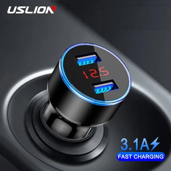 

USLION Universal 3.1A Dual USB Car Charger LED Display Fast Charging Mobile Phone Car-Charger for iPhone 11 Samsung S10 Xiaomi