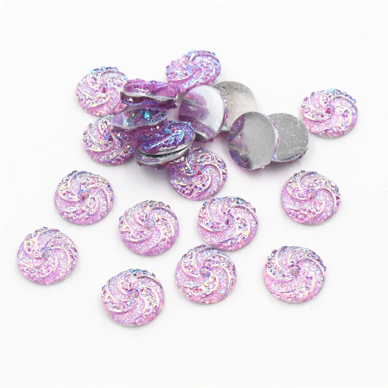 

New Fashion 40pcs 12mm Light Purple AB Colors Windmill Style Flat back Resin Cabochon For Bracelet Earrings accessories-G1-10