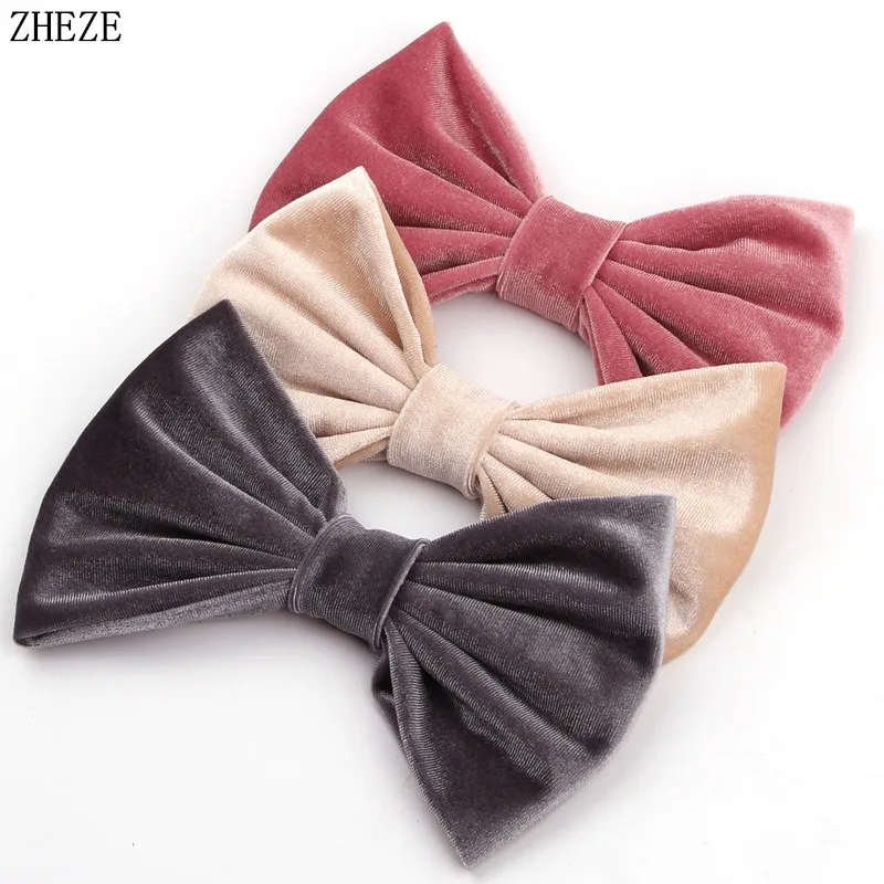 10Pcs/Lot 2024 New 7''Big Velvet Bow Barrettes Girls Autumn Winter Bowknot For DIY Party Hair Clips Kids Accessories Hairpins newborn photography props velvet pillow and bowknot hairband basket cushion mat baby photoshoot studio shooting accessories