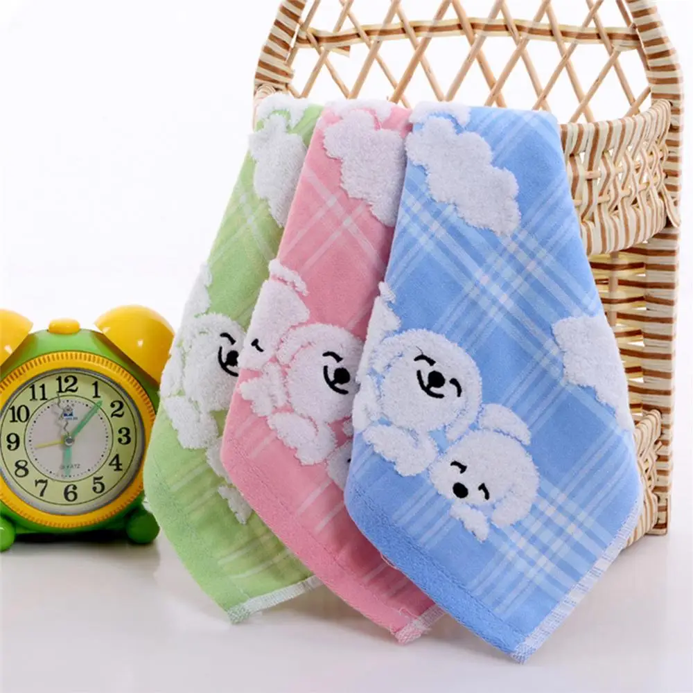 Baby Cotton Soft Hand Towel 30*30cm Home Cleaning Face For Baby Towel Infant Cartoon Dog Handkerchief Towels
