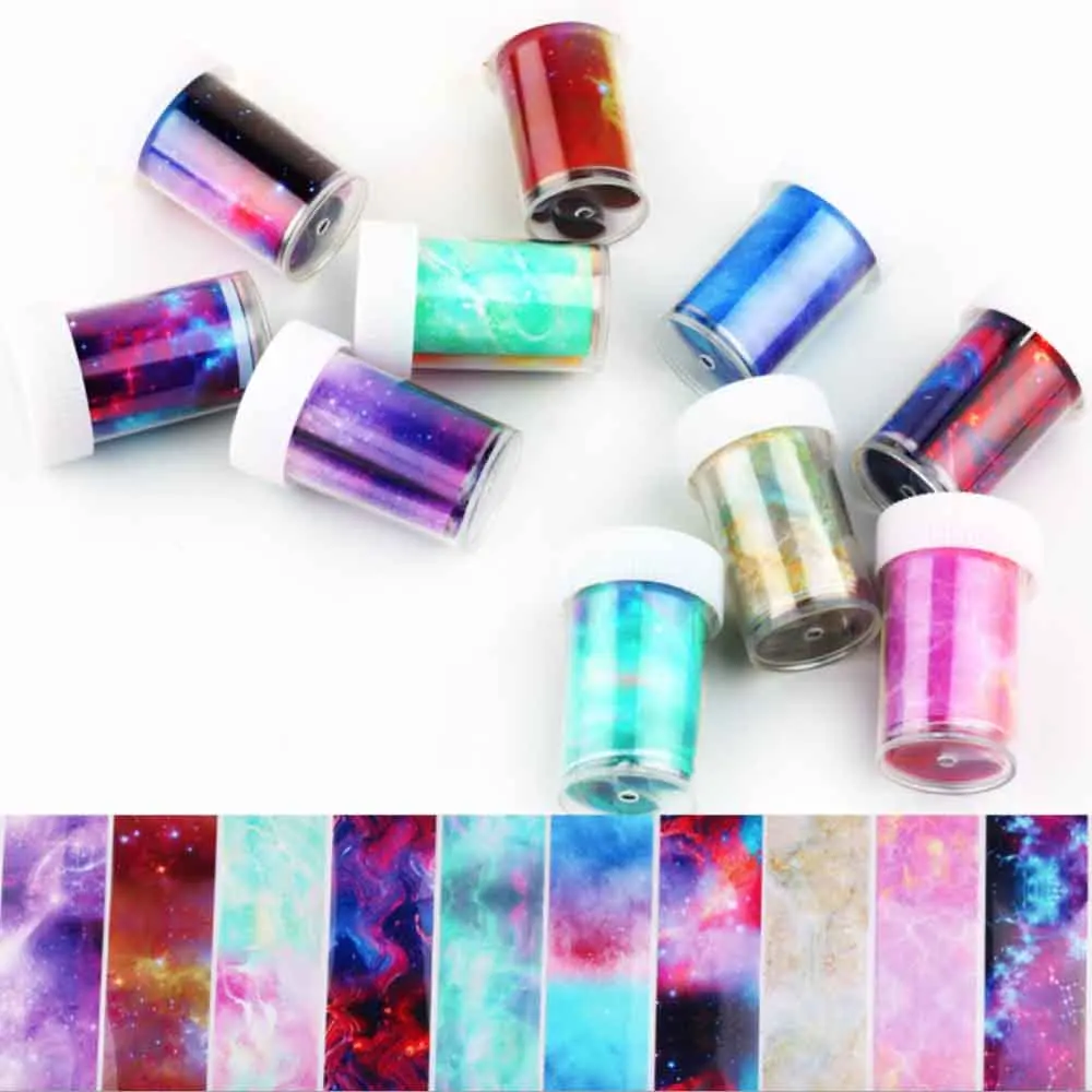 

1 Roll Gradient Starry Sky Nail Foil 10 color Nail Art star transfer paper Rainbow Foil Holo Slider nail polish adhesive sticker
