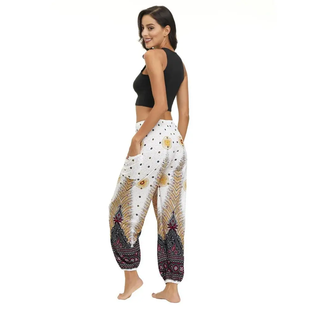 Bohemian Tapered Elephant Harem Loose Yoga Travel Lounge Pants - Yoga Pants  - AliExpress