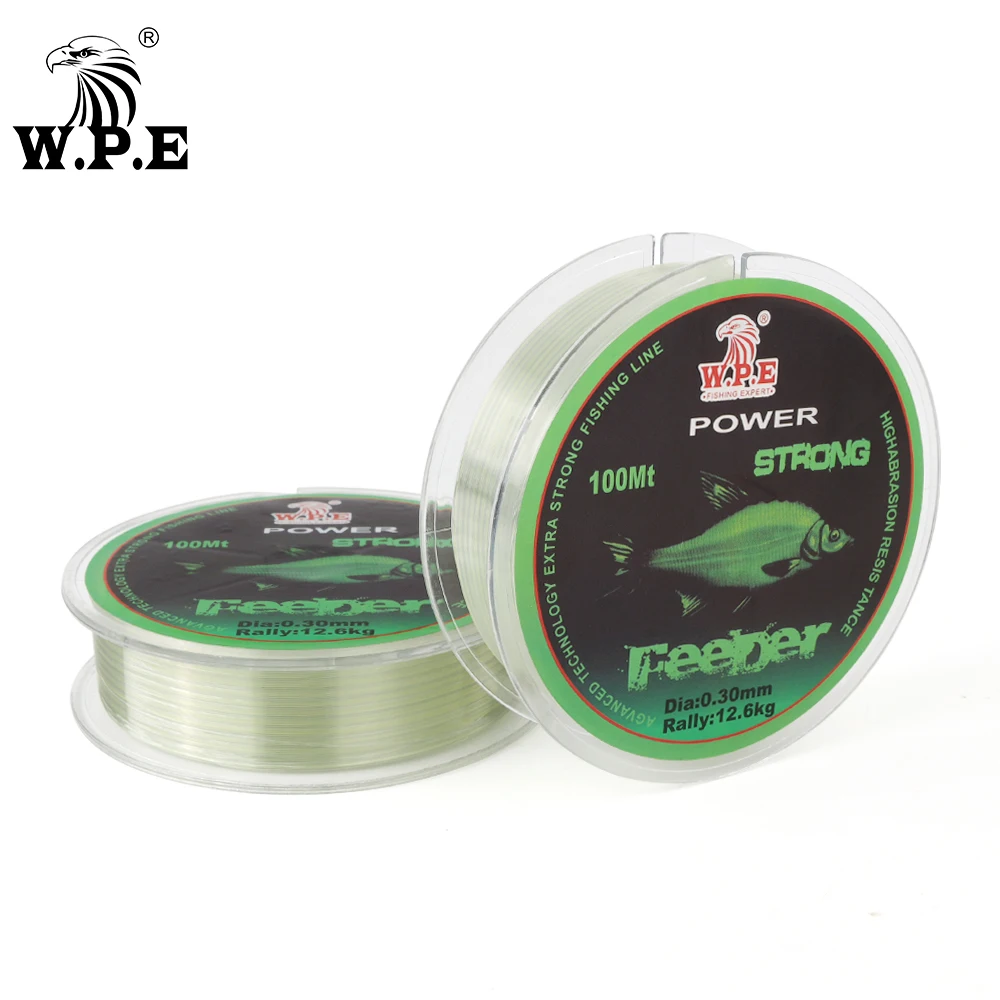 W.P.E FeeDer Nylon Fishing Line 100m 0.20mm-0.60mm Super Strong Monofilament 6.02-37kg Carp Fish Main Line Fishing Accessories bakawa 500m nylon fishing line japanese durable super strong monofilament invisible rock sea freshwater diameter 0 10mm 0 45mm