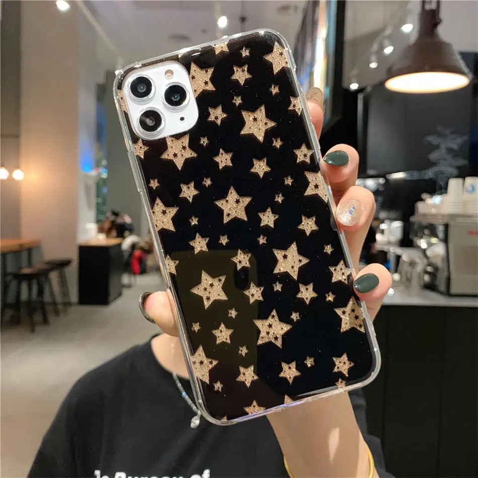 USLION геометрический блеск Bling Star чехол для телефона для iPhone 11 Pro Max X XS XR Xs Max Жесткий PC задняя крышка для iPhone 6 6s 7 8 Plus