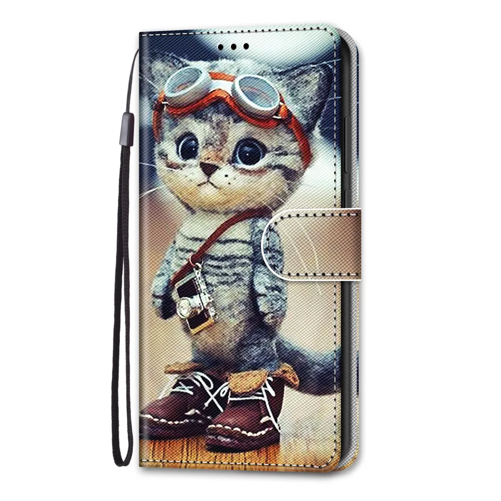 Flip Case For Huawei Y5 Prime Y6 Prime Y7 Prime Pro 2018 2019 2017 Y5 Case Leather Wallet Book Cute Anime Flower Cat Phone Cover belt pouch for mobile phone Cases & Covers