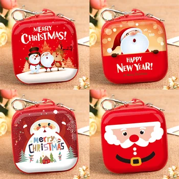 

Cute Mini Coin Purse Merry Christmas Old Man Snowman Elk Kids Gift Zipper Money Earphone Holder Storage Box Bags Pouch Wallet