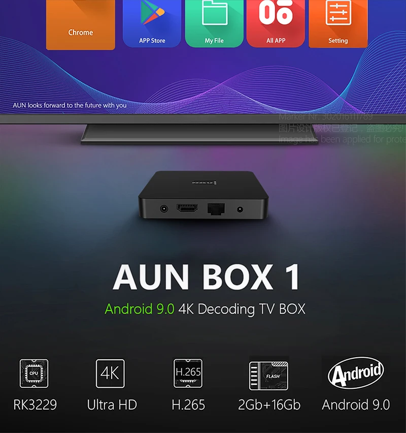 AUN Smart tv Box Android 9,0, 2 Гб ОЗУ+ 16 Гб ПЗУ 4K Ультра HD декодирование, wifi Google плеер Netflix набор Smart Top Box 1