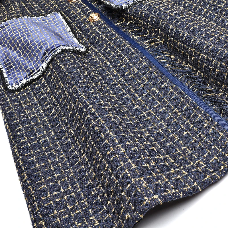 Red RoosaRosee Designer Women Autumn Winter Long Sleeve Lace Up Pockets Tassel Plaid Print Overcoat Elegant Outwear Coat Female
