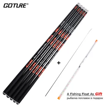 

Goture Hayate Telescopic Fishing Rod 24T+30T Carbon Fiber 3.6M-7.2M Stream Carp Feeder Fishing Rod 2/8 Power Hand Pole 5KG Drag