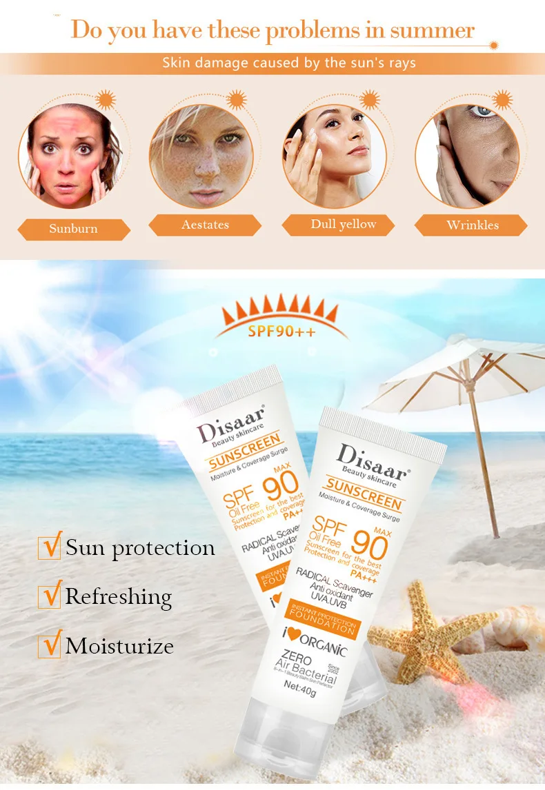 40g DISSAR Anti-UV Skin Moisturizing and Whitening Body SPA Sunscreen Facial Care