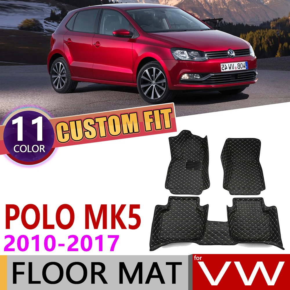 Custom Car Leather Floor Mats for Volkswagen VW Polo MK5 6R 6C 20102017 5 Seats Auto Foot Pad