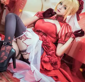 

Idol Emperor Nero Fate/extra Cosplay Saber Nero Cosplay Anime Fate/extra Costume Red Dress Women Costume Saber