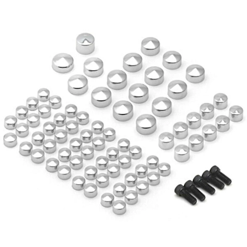 1 Set 75 PCS Motorcycle Screw Chrome Bolt Toppers Cover Caps Kit for Electra Glide Road King FLT-FLH 2007-2018 |