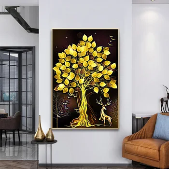 

Full Square/Round Drill Diy Diamond Painting Golden Tree 5d Embroidery Mosaic Cross Stitch Craft Home Decor Gift For Christmas