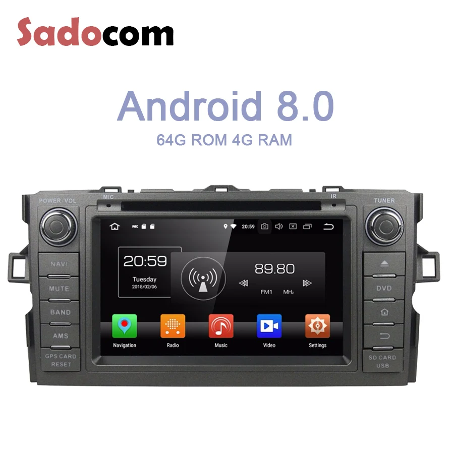 IPS Android 8 0 4 Гб ОЗУ 64 ПЗУ ядер для Toyota Auris 2010 2014 Автомобильный DVD Плеер Мультимедиа