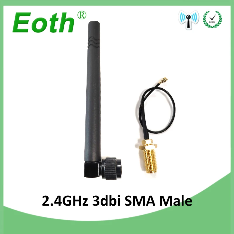 Антенна 2 4 ГГц 3dbi SMA Male антенна wi fi + 21 см ufl./ IPX 1 13 ОТРЕЗОК кабеля|Антенны для связи| |