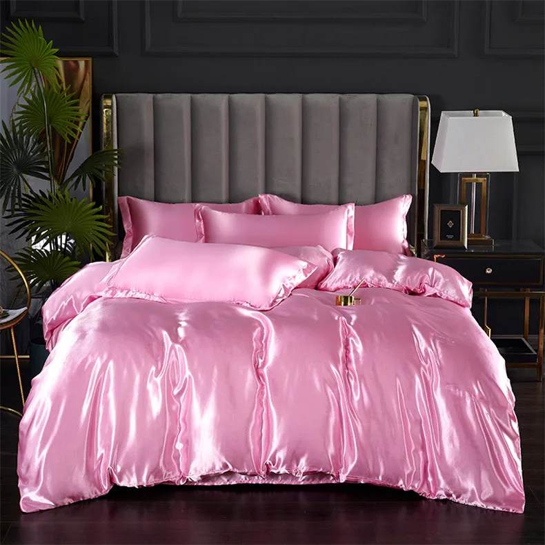 conjunto de cama de cetim de luxo conjunto com capa de queen king sem