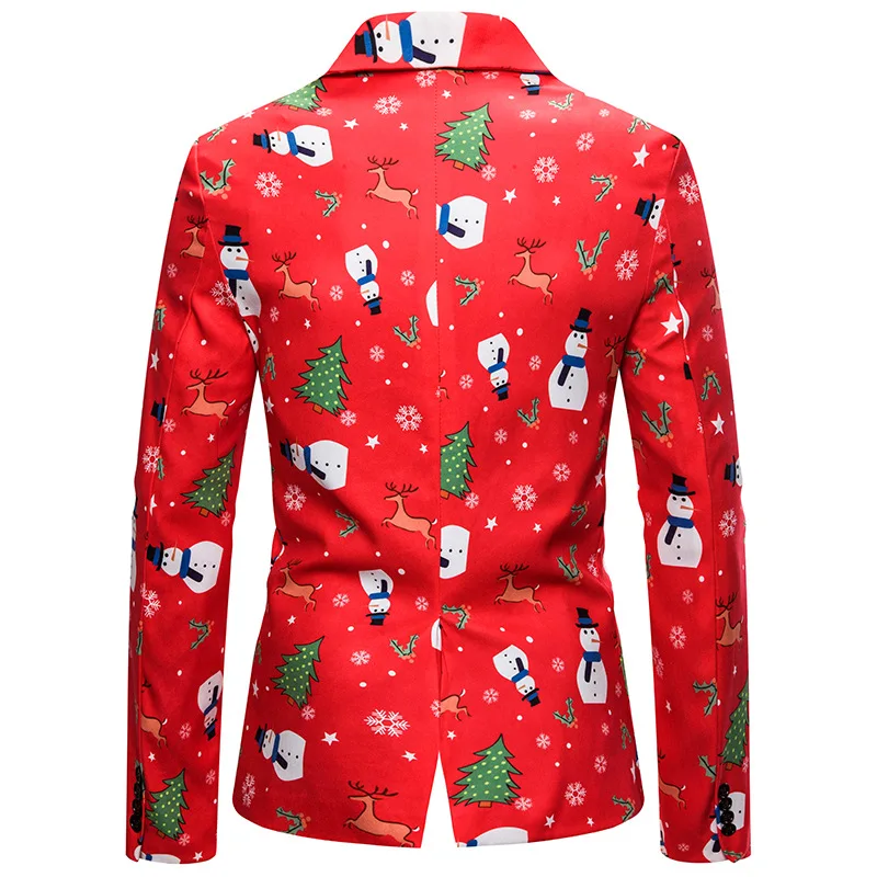 Высокое качество мужской s костюм пальто Модная Рождественская серия геометрический 3D Принт блейзер мужские куртки Повседневные Вечерние Slim Fit мужской костюм